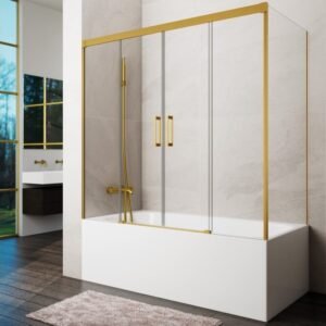 Mampara bañera 2 fijo + 2 corredera + lateral fijo BASIC ORO