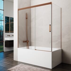 Mampara bañera frontal fijo + corredera + lateral fijo BASIC COBRE