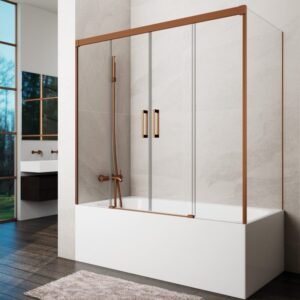 Mampara bañera 2 fijo + 2 corredera + lateral fijo BASIC COBRE