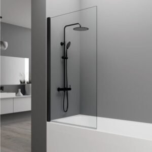 Mampara abatible de bañera Open Negra