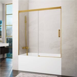 Mampara Frontal de bañera 1 Fijo + 1 Corredera BASIC ORO