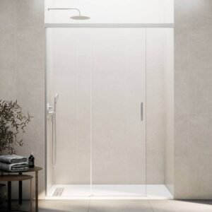 Mampara ducha Fijo + Corredera BASIC SIN CIERRE NÍQUEL